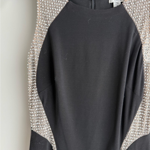 Caché Black Dress with Mesh and Rhinestone Detailing Size 0 - Picture 2 of 6